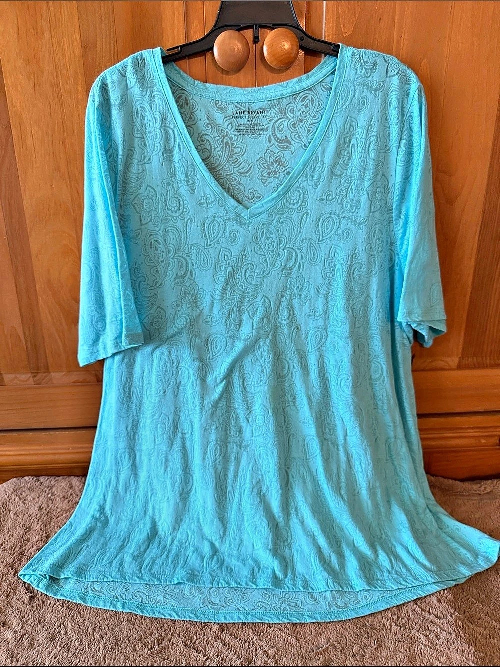 Lane Bryant Perfect Sleeve Tee Paisley Short Sleeve Top in Blue Size 18/20